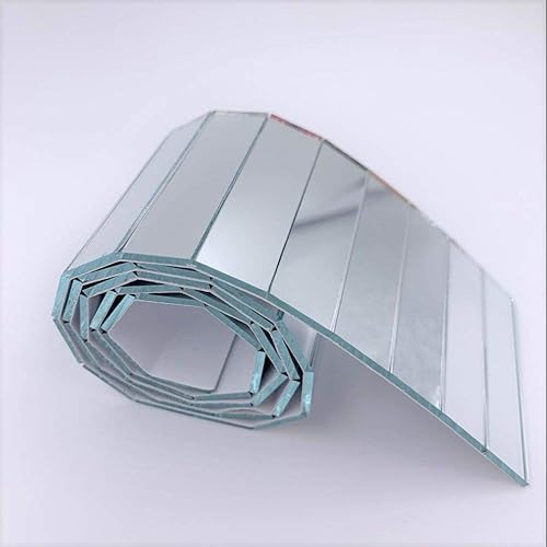 Miniatura 2 de NUO RUI 12 "x 2" Adhesivo Espejo Azulejo Row Real Vidrio Rectangular Espejo Pegatina para Proyectos de Artesanía