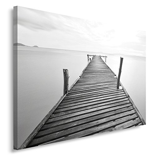 Feeby Frames, Cuadro en lienzo, Cuadro impresión, Cuadro decoración, Canvas 40x60 cm, PUENTE, BLANCO Y NEGRO