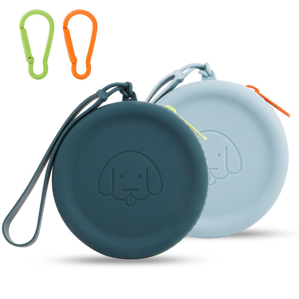 Bolsa de silicona para golosinas para perros, paquete de 2 bolsas de caminar para perros y gatos, formato de bolsillo, fácil de limpiar, sin olor, cremallera, bolsa de viaje, bolsa de entrenamiento