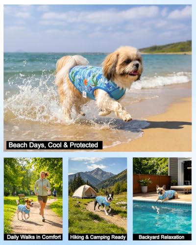 Image of CuteBone Mesh Panel Dog Tank Top - Breathable Dual-Fabric Pet Vest Lightweight Summer Small Dog Shirts - Keep Your Pets Cool, Sun-Protected Outdoors