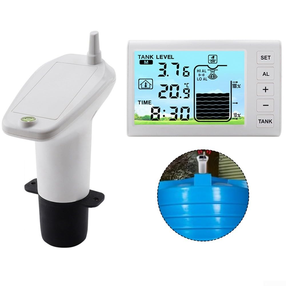 TS-FT005 Moniteur de niveau d'eau sans fil avec écran de 4,3" pour la mesure du niveau du réservoir, contrôle automatique de la pompe et protection IP65 contre les intempéries, 1 à 5 mètres