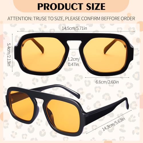 3 Pack Retro 70s Square Sunglasses for Women Men Trendy Flat Top Rectangle Sunglasses2