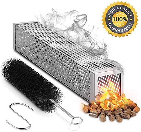Pellet Smoker Tube for All Grill Electric Gas Charcoal or Smokers- 5 Hours of Billowing Smoke - Cold or Hot Smoking- Ideal for Smoking Cheese Nuts Steaks Fish Pork Beef - 12" Stainless Steel
