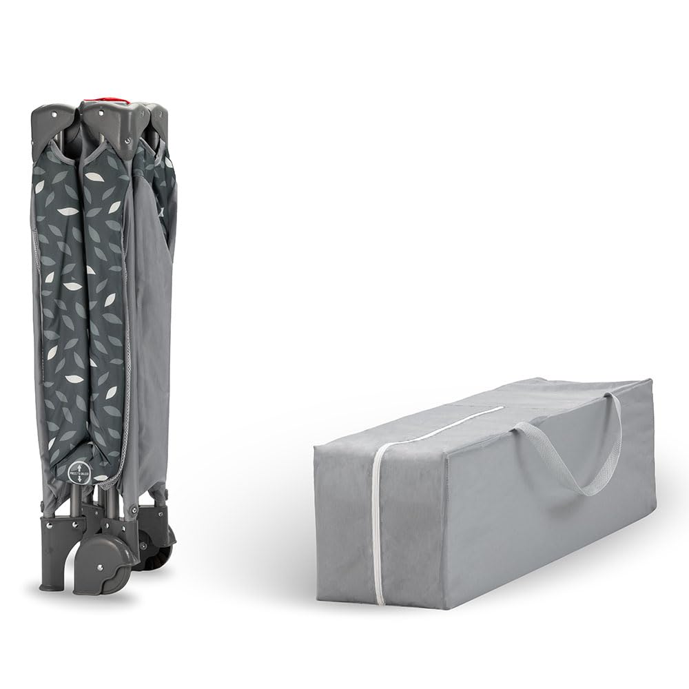 Momi Lit de Voyage BELOVE, pour Les Enfants Jusqu’à 15 kg de Poids corporel, Largeur 65 x Longueur 125 x Hauteur 78 cm (plié 21 x 23 x 80 cm), lit de Voyage pour Enfants avec Matelas, 2 Roues
