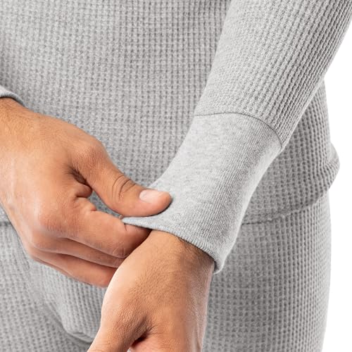 Indera Camisa térmica masculina de malha de algodão, cinza, média