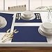 ColorBird Waffle Jacquard Placemats Set of 4, Washable Heat Resistant for Kitchen Dining Table Place Mats, Microfiber Fabric Navy Blue, 13 x 19 Inch