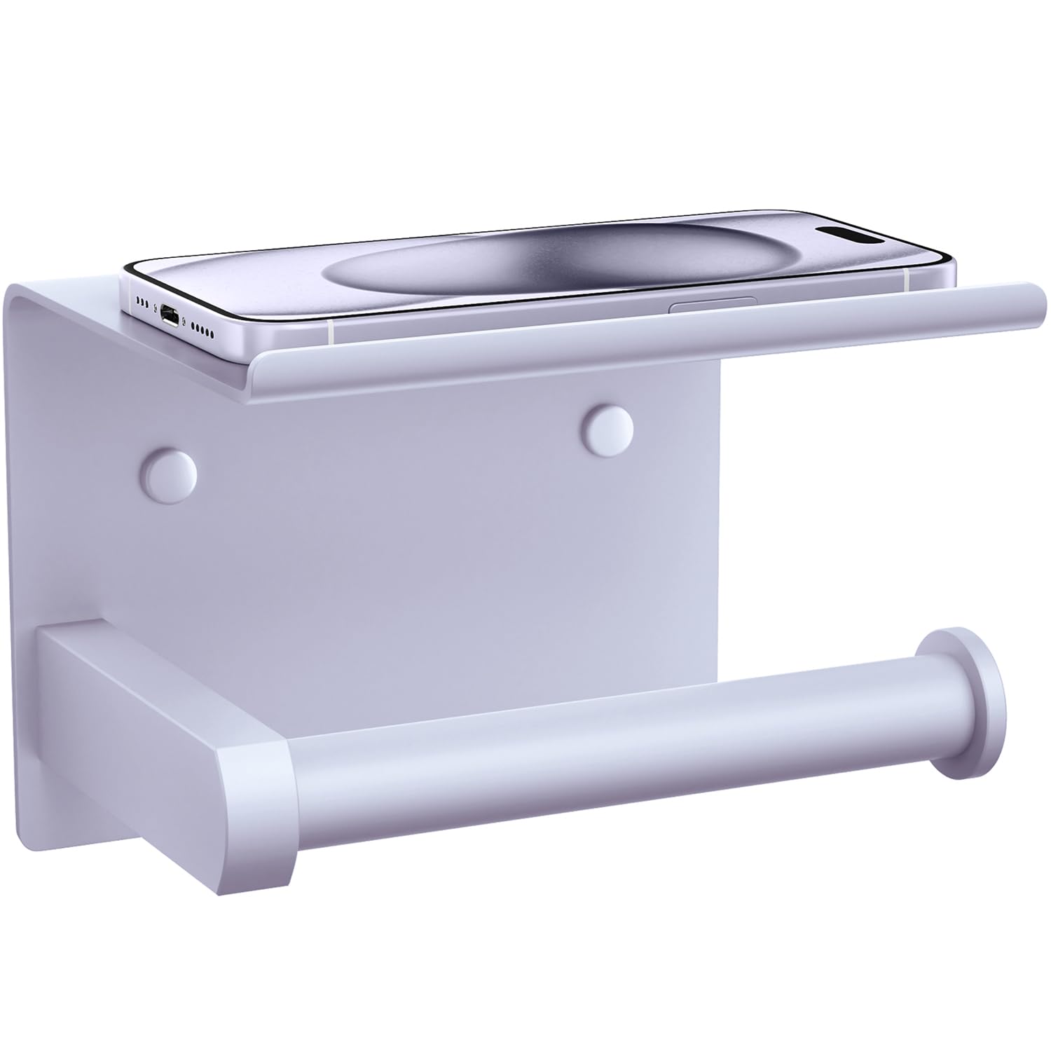 Tindbea Toilet Paper Holder with Shelf Adhesive or Screw Wall Mounted Toilet Paper Roll Dispenser Storage, Stainless Steel Bathroom Shelf Holder Accessories (Lavender Purple)