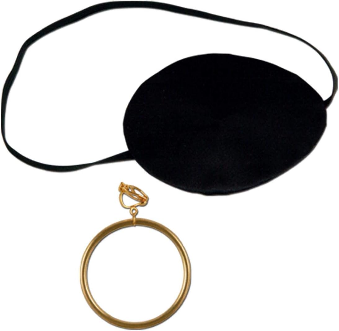 Pirate Eye Patch w/Plastic Gold Earring Party Accessory (1 count) (1/Pkg) : Clothing, Shoes & Jewelry