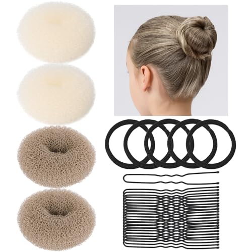 Teenitor Small Donut Hair Bun Maker Set (Beige & Tan Brown)