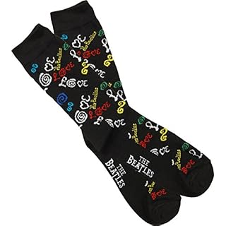 Beatles Men’s Love (Black) Socks One Size Black - Les Beatles, Paul McCartney, John Lennon, RIngo Starr, George Harrison