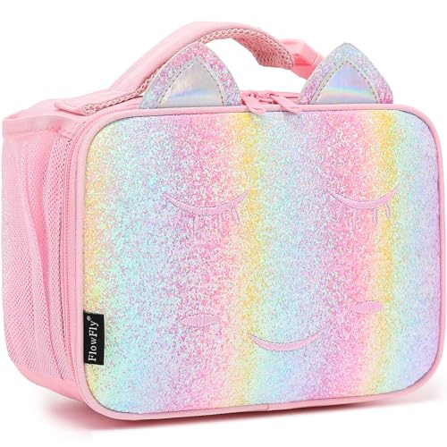 FlowFly Kids Lunch box Insulated Soft Bag Mini Cooler Back to School Thermal Meal Tote Kit for Girls, Boys, Smile