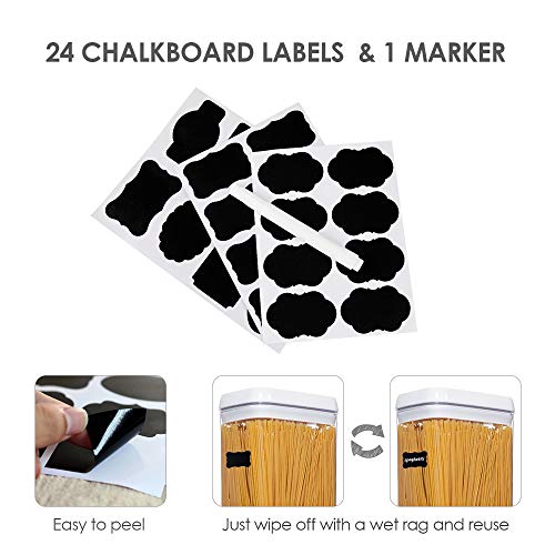 Airtight Food Storage Containers, Vtopmart 4 Pieces Large Bpa Free Plastic Spaghetti Containers With Easy Lock Lids, For Kitchen Pantry Organization And Storage, Include 24 Labels (White, 3.2L--2.9Quart) #TOP3