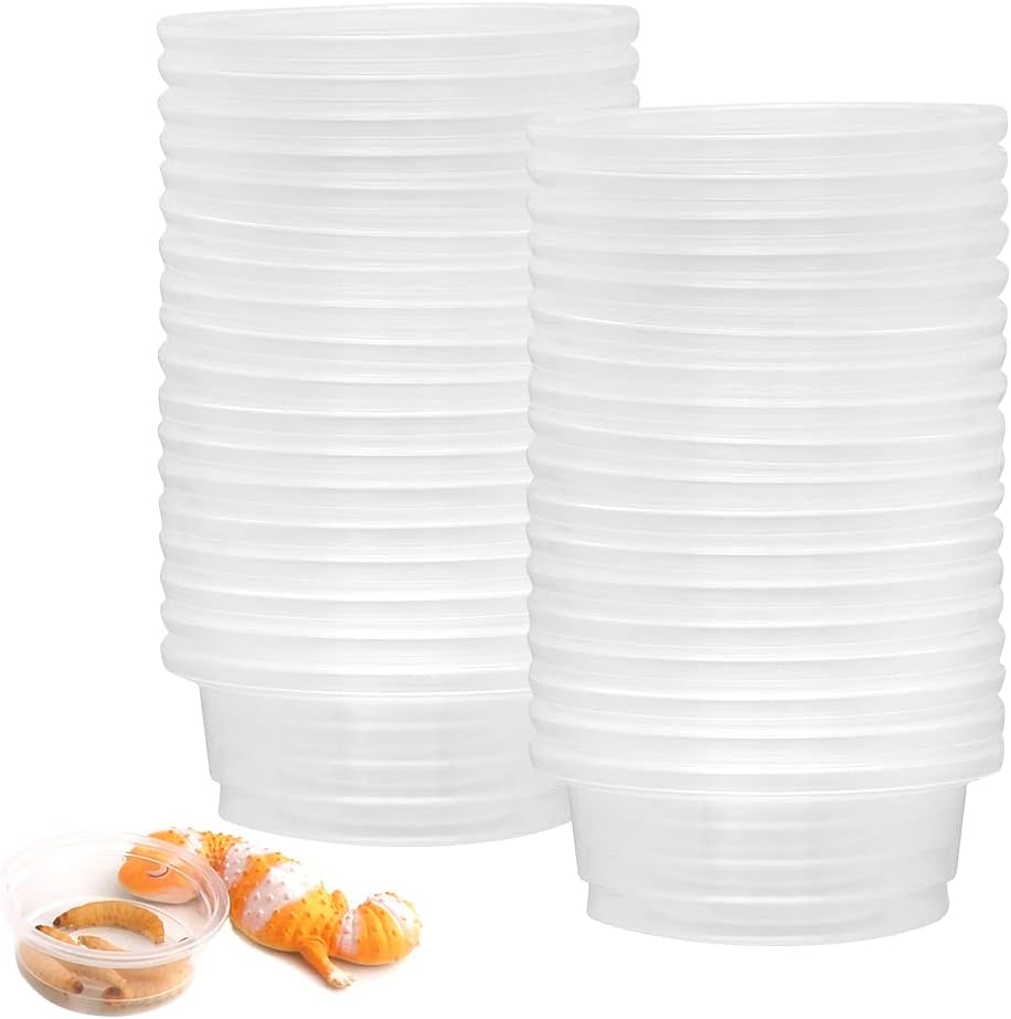 100Pcs Crested Gecko Food Cups, Small Feeding Bowls Water Dishes for Reptile Leopard Gecko - 0.5oz