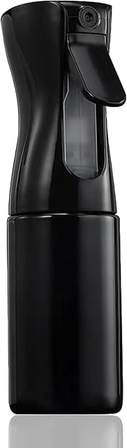 dogmoon Hair Spray Bottle, 200ml Continuous Water Spray Bottles Yellow Fine Mist Salon Hairdressing Spray Bottle for Curly Hair Styling Plants Pets(Black)