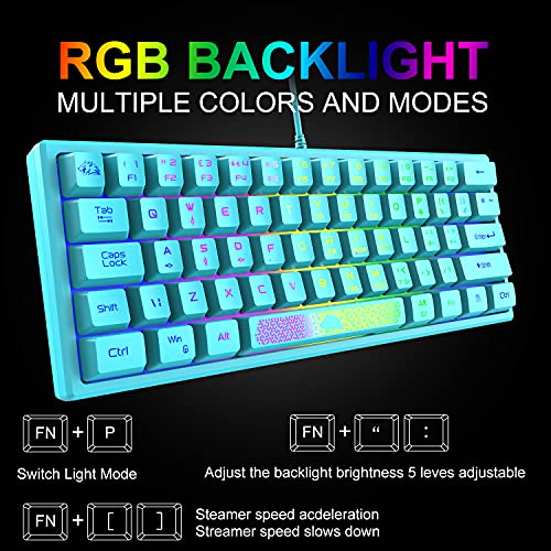60% Gaming Keyboard And Mouse Combo Samll Mini Rgb Backlight Mechanical Feeling And Mechanical Rgb Honeycomb Optical Mouse,Gaming Mouse Pad For Gamers And Typists #TOP1