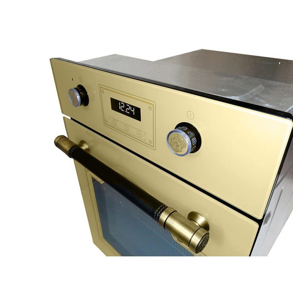 Kaiser Olan Herd-Set EH 4796 ElfAD+EM 2545 ElfAD, Retro Backofen Einbaubackofen 45 cm, Autark, 50 L, 9 Funktionen+Einbau-Mikrowelle, 25 l, Retro,60cm, mit Heißluft und Grill, TouchControl, Elfenbein