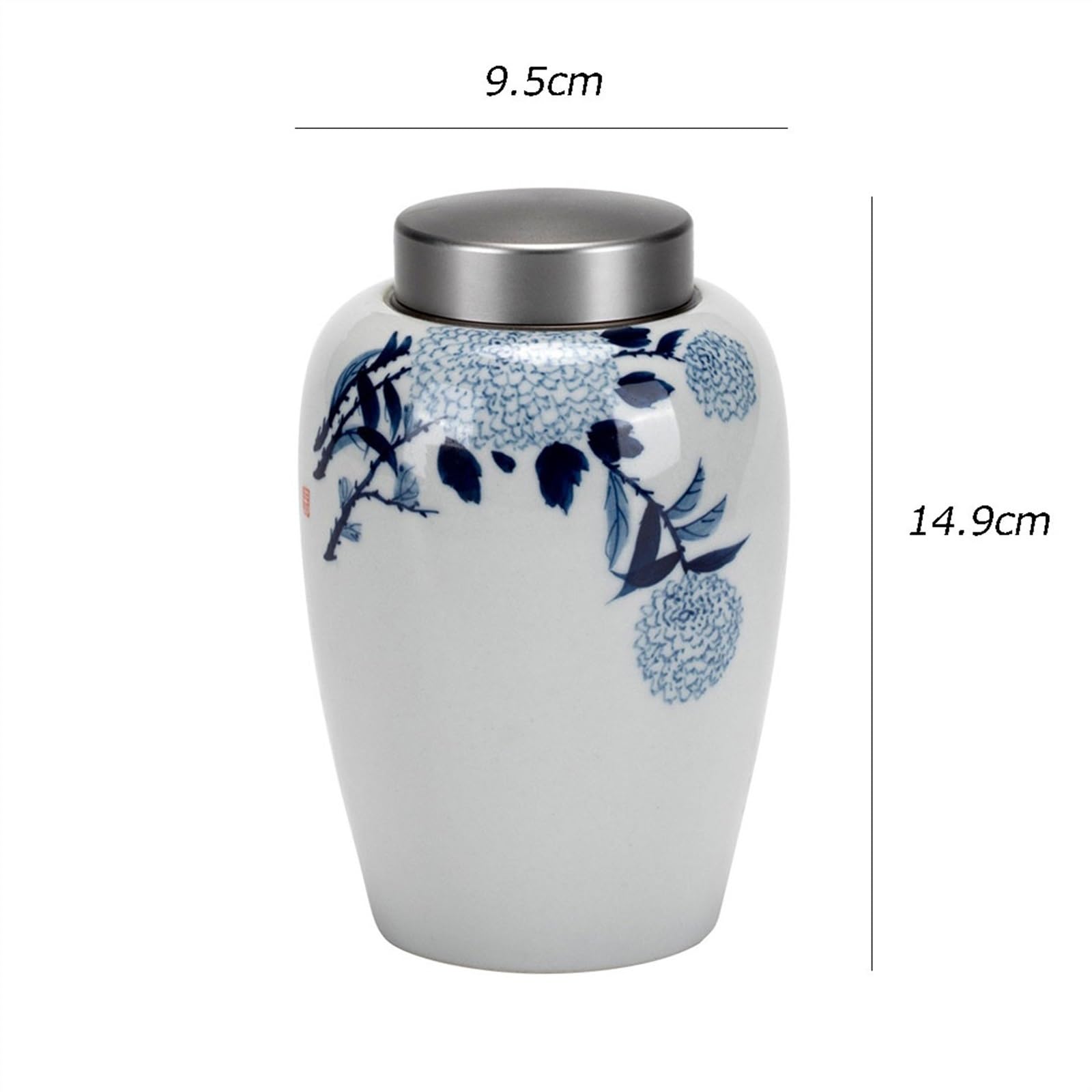 Tarro de Almacenamiento, Tarro de cerámica de Hortensia Pintado a Mano para Almacenamiento de té, Tapa de Aluminio, Tarro con Sello de Marea, Bote de té de cerámica para el ho
