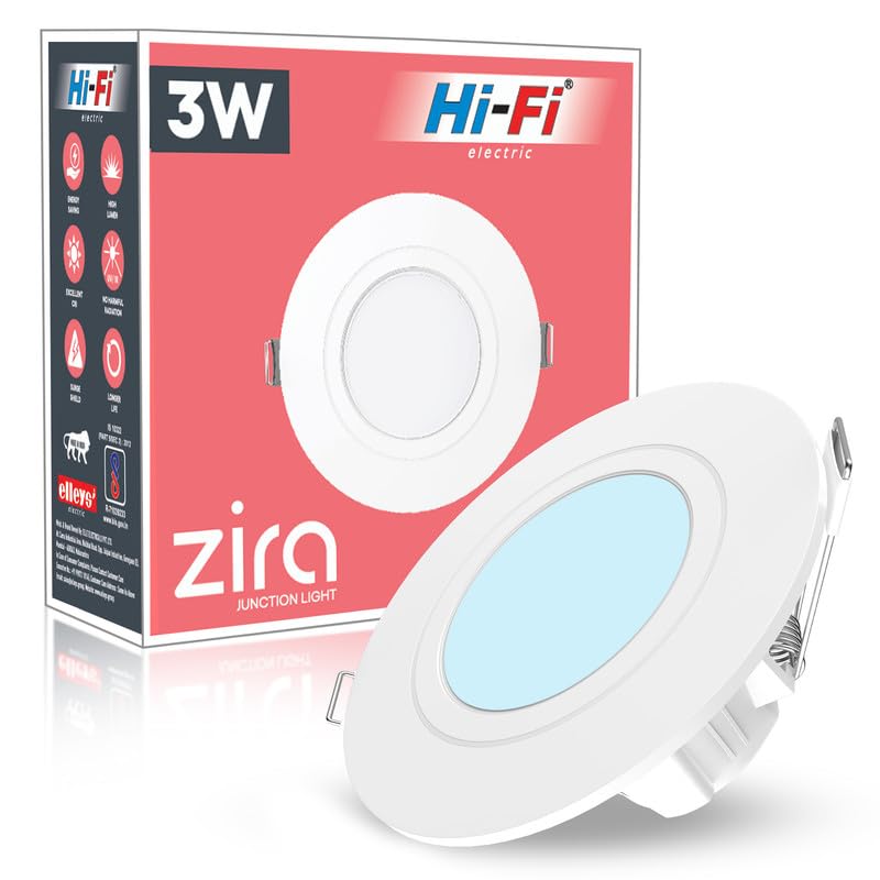 Image of elleys' ZIRA 3W LED Down Light (Cool White Light) Round Recessed Ceiling LED Light | Cut Out- 45 mm | BIS Certified & 4KV Surge Protection pop Lights for Ceiling (3W, Pack of 1)