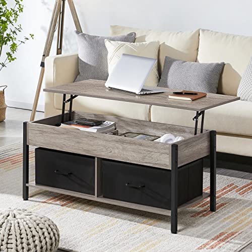 Yaheetech 4 Pieces Living Room Table Sets - Includes Tv Stand With 5 Storage Compartments For 65 In Tv, Lift-Top Coffee Table With Hidden Storage Space And Baskets, 2 Set End Side Table For Home, Gray #TOP2