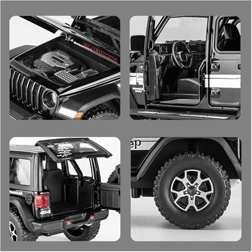 Image of 1:24 Scale Wrangler Rubicon Toy Car for Kids Collection Diecast Metal Model Car with Light Sound Pull Back Openable Door