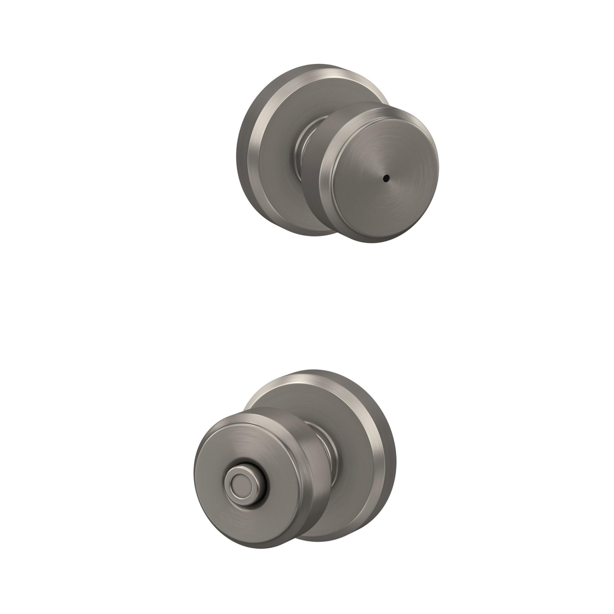 Schlage Bowery Bed/Bath Privacy Door Knob with Lock, Satin Nickel