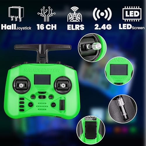 Image of Radiomaster Pocket ELRS Remote Controller Portable Hall Gimbal EdgeTX 2.10.5 Transmitter with LED Light for FPV Drone /RC Helicopter&Car Boats&Multirotor (Battery Not Included)
