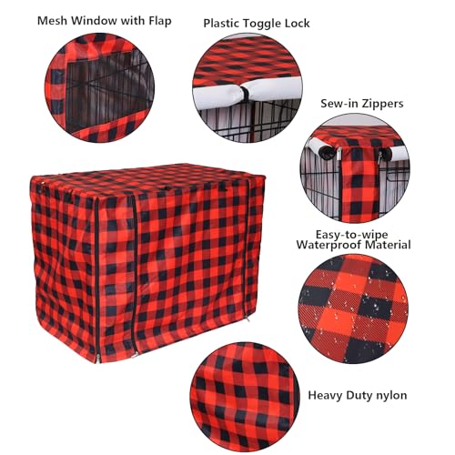 Dog Crate Covers,Cover Fits 48″ Kennel Indoor,Polyester Pet Kennel Covers,Breathable Mesh Windows,Repels Oils and Stain,Washable Cover Universal Fit for Standard Metal Crate-Red Plaid Dog Crate Covers,Cover Fits 48″ Kennel Indoor,Polyester Pet Kennel Covers,Breathable Mesh Windows,Repels Oils and Stain,Washable Cover Universal Fit for Standard Metal Crate-Red Plaid