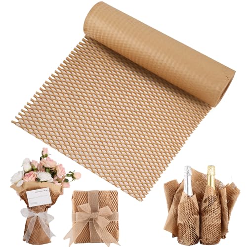 Rouleau de papier d'emballage nid d'abeille 100 m x 30 cm, alternative au papier bulle, papier d'emballage réutilisable pour expédition, déménagement,...