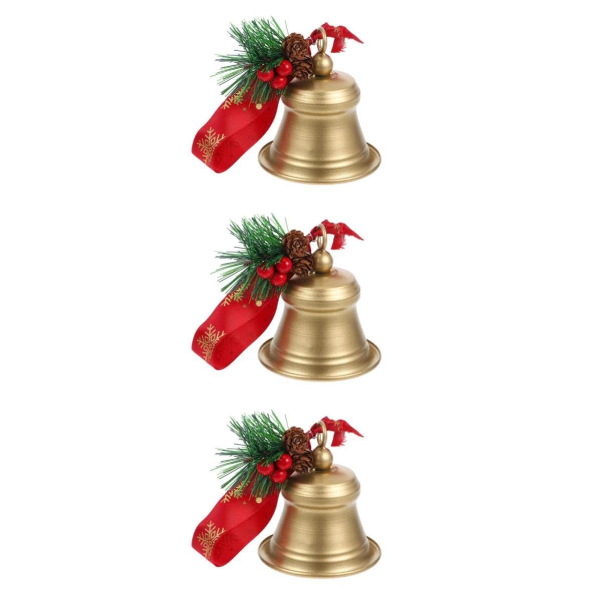 TOYANDONA 3 Piezas Campana Navideña Decorativa de Metal Dorado con Cuerda