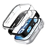 Fitudoos [2 Pezzi Cover per Huawei Watch Fit 5 Pro,custodia rigida in PC con pellicola protettiva in vetro temperato,Anti-Caduta Alta Sensibilità - nero-Trasparente