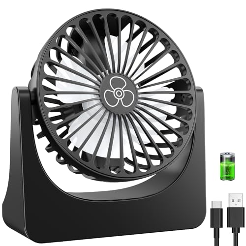 PALATALA Mini Ventilador Portátil Recargable, 3 Velocidades Ventilador Pequeño Silencioso con Rotación 360°, Pequeño Potente Ventoinha Escritorio para Oficina/Hogar/Viajar/Trabajo/Dormitorio