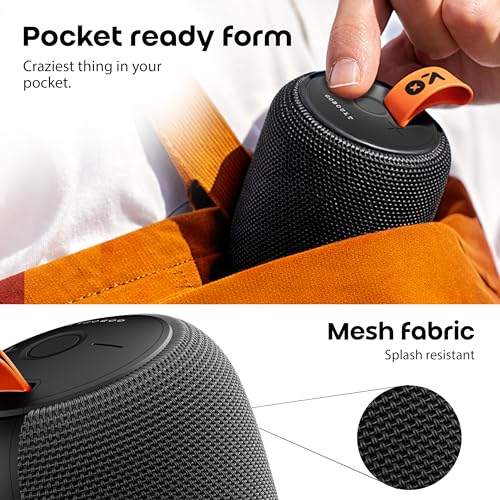 Image of GOBOULT Rave Q5 Bluetooth Speaker with 5 Watt BoomX Audio, Up to 8Hrs Playtime, Type-C Charging, TF Card /USB & BT 5.4 Compatible, Made in India Portable Speaker (Black)