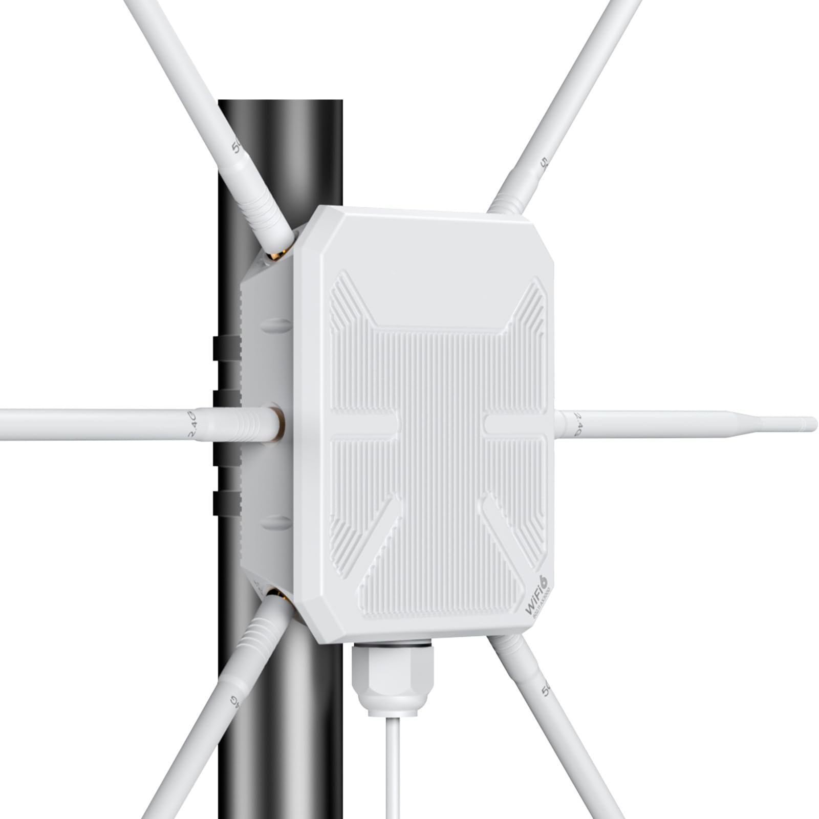 Router WiFi 6 da Esterno AX3000, Punto di Accesso Wireless Dual Band a Lungo Raggio con 6 Antenne Ad Alto Guadagno, Ripetitore AP Impermeabile IP67, Supporto Alimentato PoE