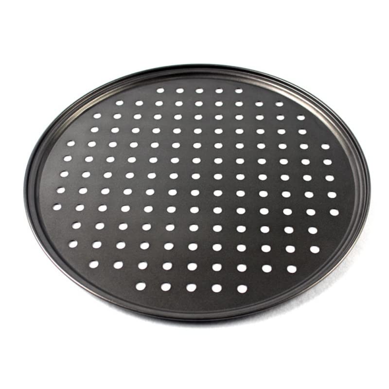 Bandeja de Acero Antiadherente para Pizza, Bandeja de Malla, Redonda, Honda, para Pizza, Molde de Acero para Hornear Pizza (32 cm) (24,5 cm)
