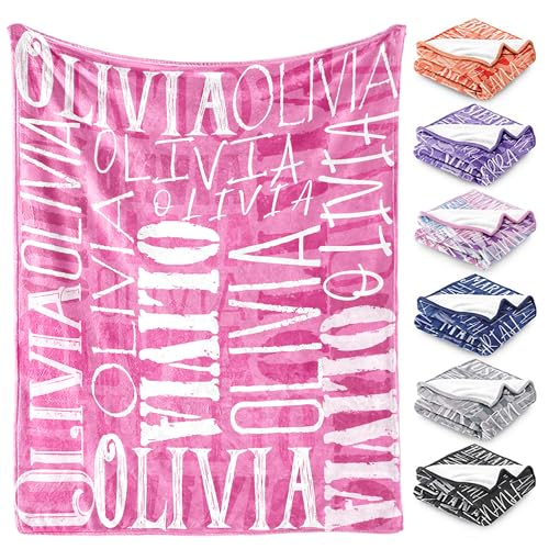 Yofair Ships Next Day, Personalized Blanket Gifts for Teen Girls Custom Blanket with Name Flannel Throw Girls Blankets Customized Gifts for Kids Adult