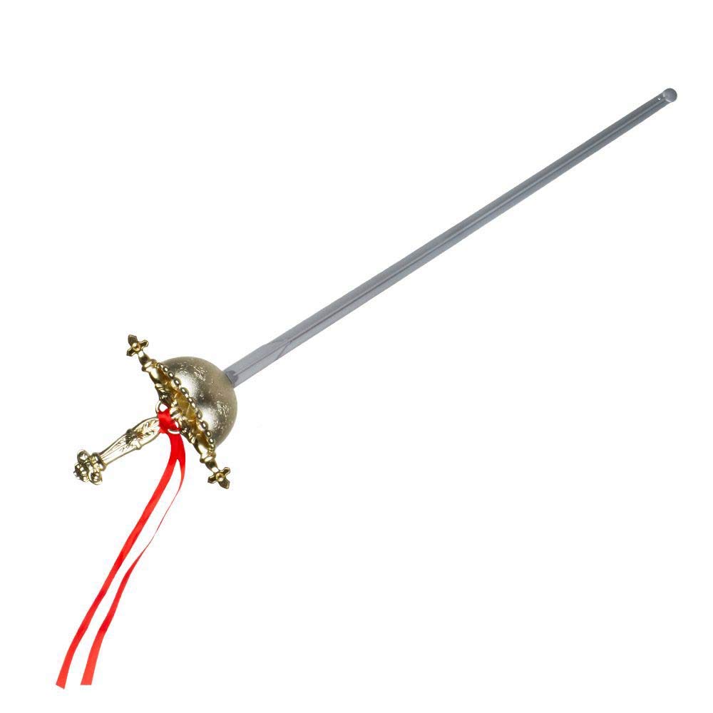 Boland Musketeer Sword – 58cm Toy Rapier with Gold Handle and Red Ribbon – Fancy Dress Costume Accessory for Musketeer, Pirate, Renaissance or Knight Outfits – Carnival, Party, Halloween
