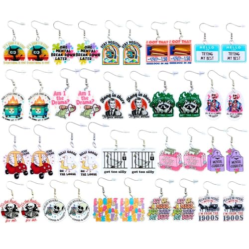 20PC Funny Earrings Pack Earring Jewelry Fun Cute Weird Unique Novelty Kawaii Funky Silly Wacky Whimsical Crazy Eccentric Quirky Sarcastic Meme Duck Silly Goose Dangling Dangle Women Gifts