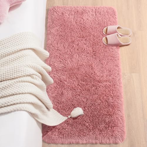 Chicrug Soft Runner Rug for Bedroom Living Room Plush Fluffy Rug 2x4 Feet, Shag Furry Runner Carpet Non Shedding for Nursery Children Kids Girls Room Home Decorative, Blush