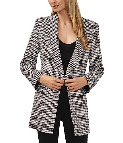 CeCe Houndstooth Double-Breasted Blazer