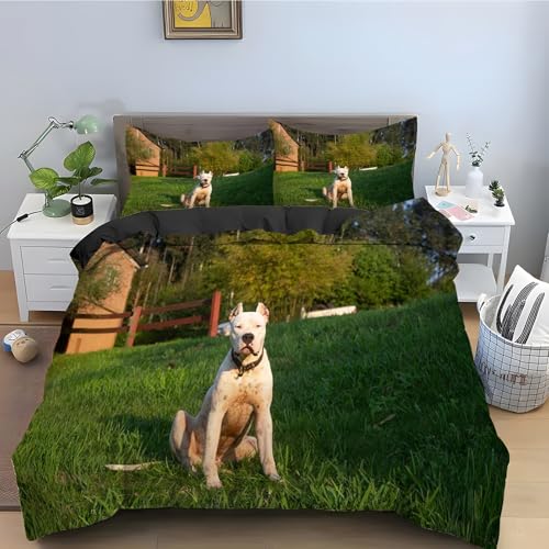 Housse de Couette 240 x 260 Dogue Argentin Parure de Lit 3 Pièces - 2