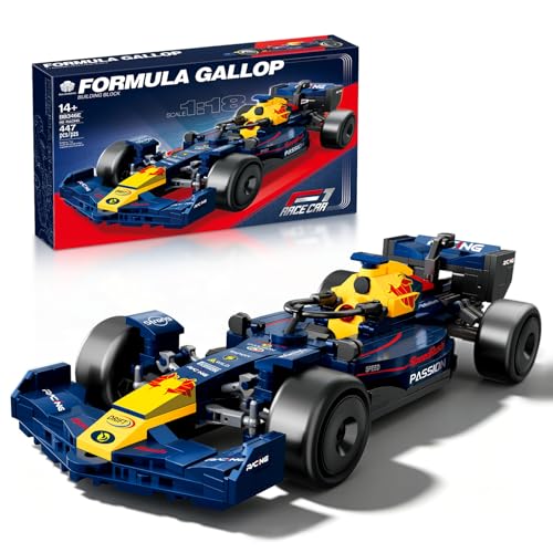 Image of F1 Race Car Building Set, Formula 1 Racing Car Model Kit, Advanced Tech Building Blocks MOC Supercar Construction Toy, Ideal Collectible Display Gift for Adults & Teens (Red Blue)