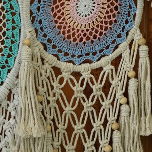 Cercles en bois pour macramé PATIKIL et perles pour suspensions bohèmes - 6