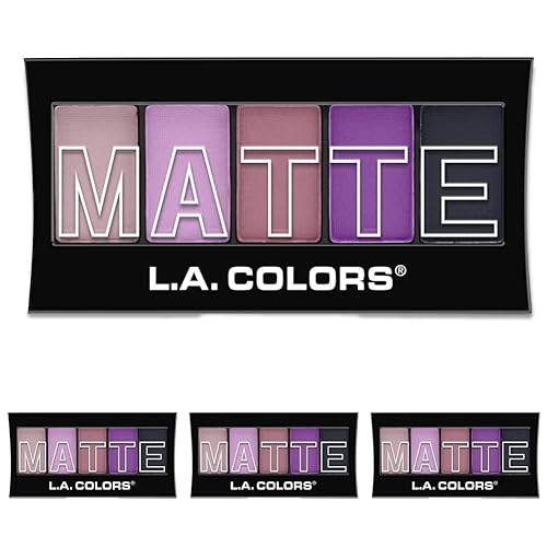 L.A. COLORS Sombra de ojos mate de 5 colores, pashmina ciruela, 0.25 onzas (paquete de 4)