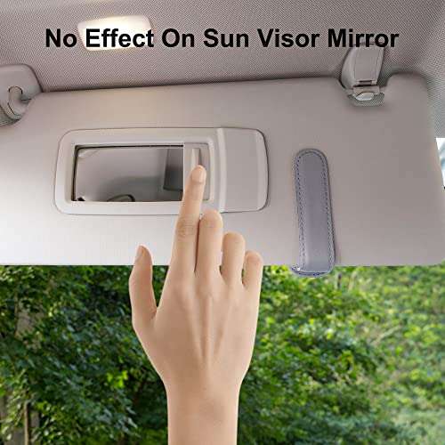 Image of SUNCARACCL 2 Pack Sunglass Holder for Car Visor, Magnetic Leather Glasses Eyeglass Hanger Clip for Car, Sunglasses Holder and Ticket Card Clip for Car Visor Accessories (Gray)