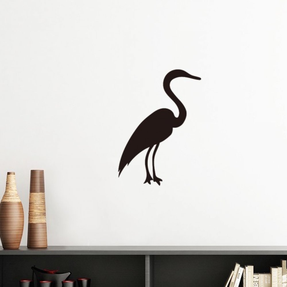 Sticker héron papier peint amovible bicolore décoration murale jaune 40cm