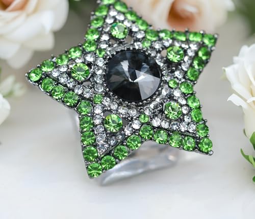 Image of Gyn&Joy Gunmetal Tone Blue Grey Colored Crystal Rhinestones Twinkle Star Brooch Pin
