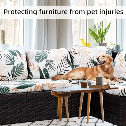 Image of 8Pcs Stretch Patio Cushion Covers,Outdoor Couch Covers Replacement,Outdoor Couch & Sofa Slipcovers,for Patio Furniture Cushion Covers,Washable Reusable Furniture Protector(coconut trees,Cover Only)