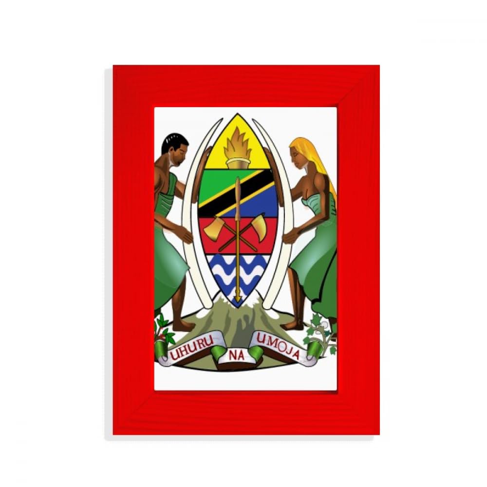 Cadre photo rouge Tanzanie avec emblème national format standard pour souvenir