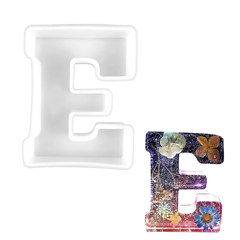 6-Inch Large Letter Molds for Resin, E DIY 3D Alphabet Silicone Molds Capital Letter Epoxy Resin Molds, DIY Crystal Word Sign Molds for Birthday Party Home Decoration