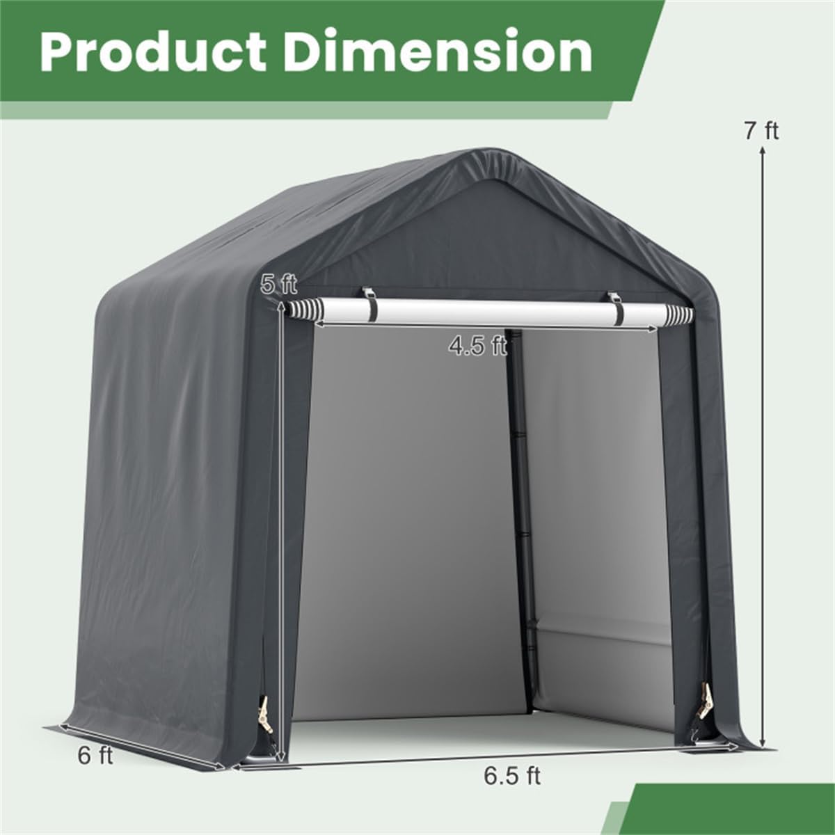 Portable Outdoor Storage Shelter with Galvanized Steel Frame and 180G PE Cover for Motorcycles, Bikes, Lawn Equipment